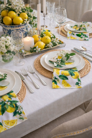 Lemon print napkins set of 4/6