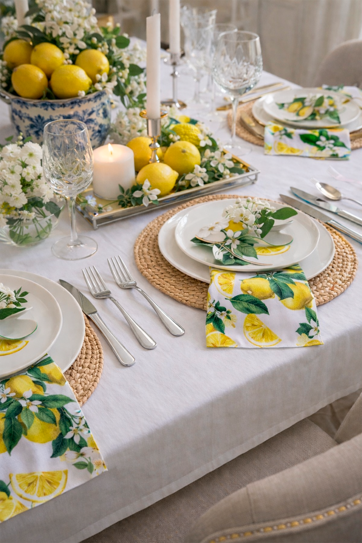 Lemon print napkins set of 4/6